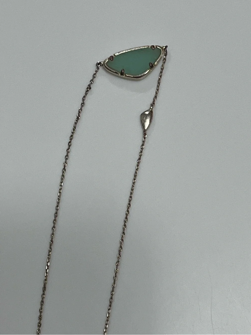 Kendra Scott Silver Tone Aqua Green Stone Pendant Necklace Retired Dainty